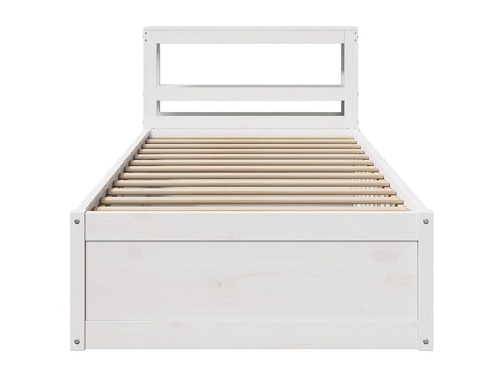 Bedframe met hoofdbord massief grenenhout wit 90x190 cm