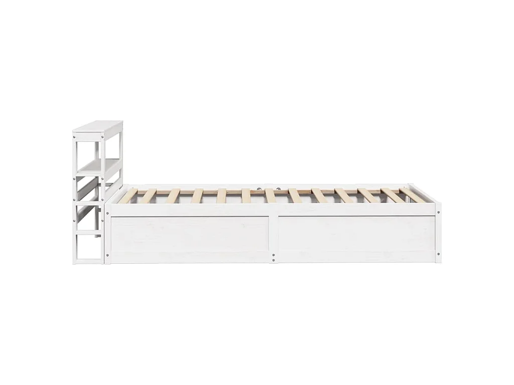 Bedframe met hoofdbord massief grenenhout wit 90x190 cm