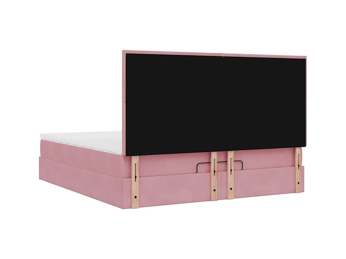 Ottoman-Bett mit Matratzen & LEDs Rosa 180x200 cm Samt