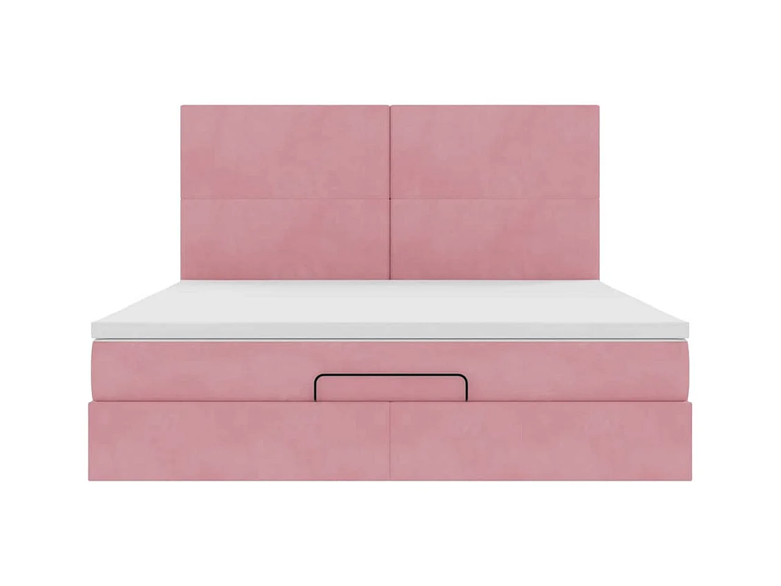 Ottoman-Bett mit Matratzen & LEDs Rosa 180x200 cm Samt