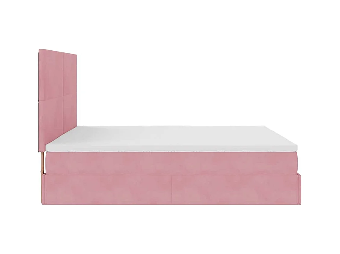 Ottoman-Bett mit Matratzen & LEDs Rosa 180x200 cm Samt