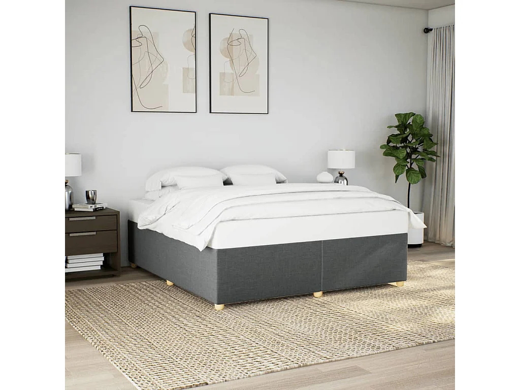 Cadre de lit sans matelas gris foncé 180x200 cm tissu