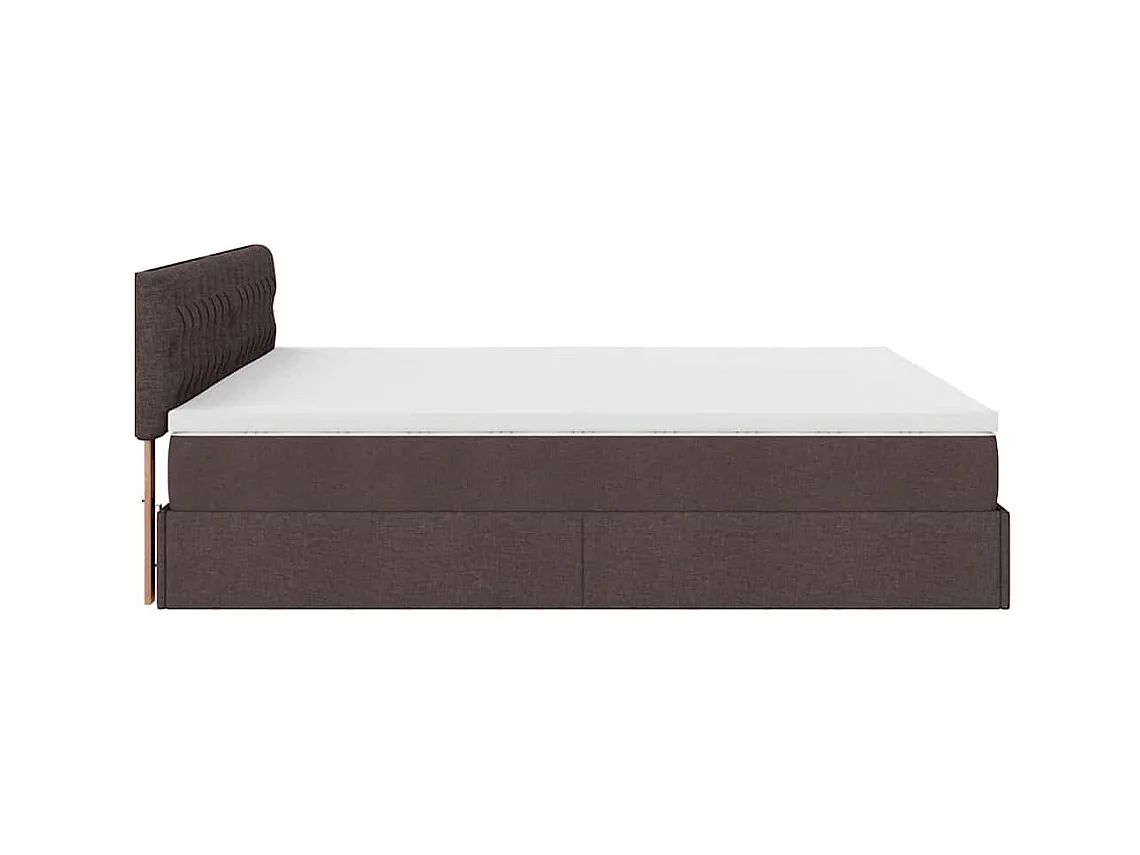 Cadre de lit ottoman avec matelas marron foncé 160x200 cm tissu
