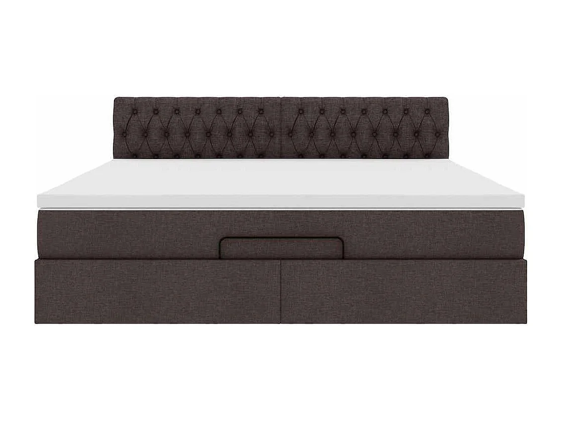 Cadre de lit ottoman avec matelas marron foncé 160x200 cm tissu