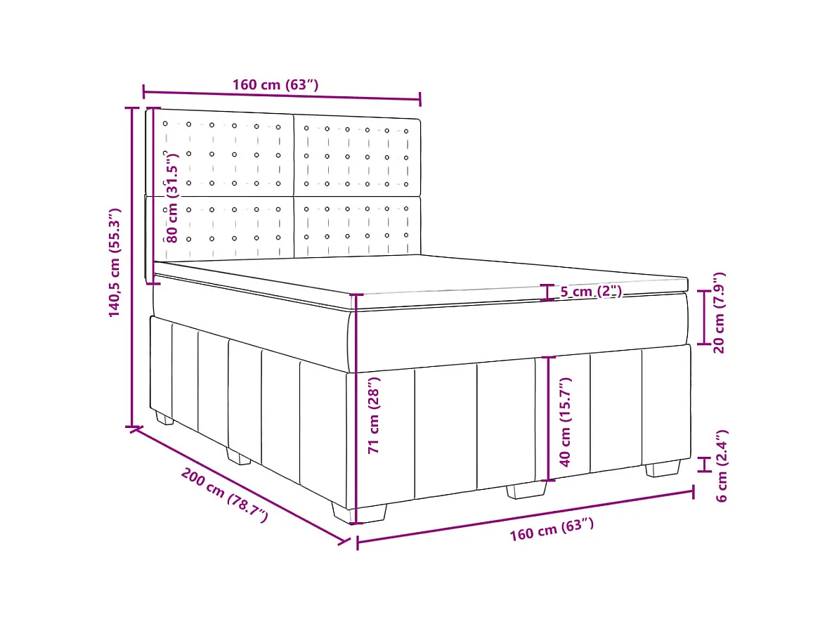 Giroletto a Molle con Materasso Tortora 160x200 cm in Tessuto