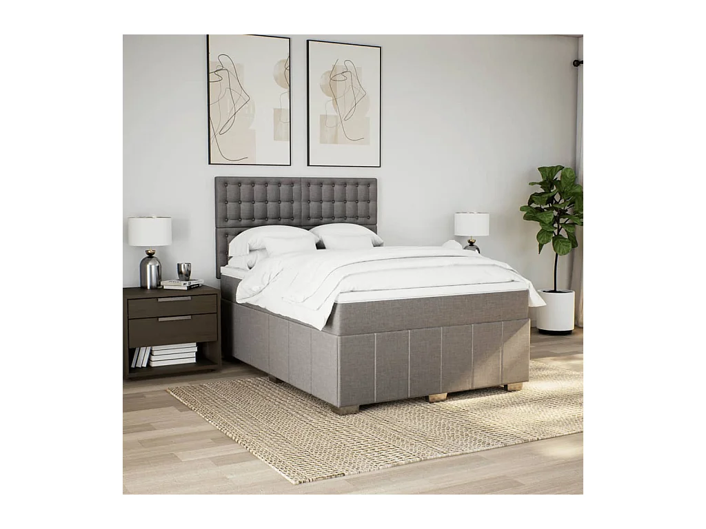 Boxspringbett mit Matratze Taupe 160x200 cm Stoff