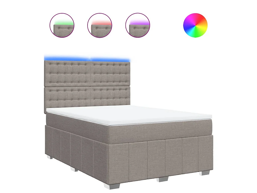 Sommier à lattes de lit avec matelas Taupe 160x200 cm Tissu