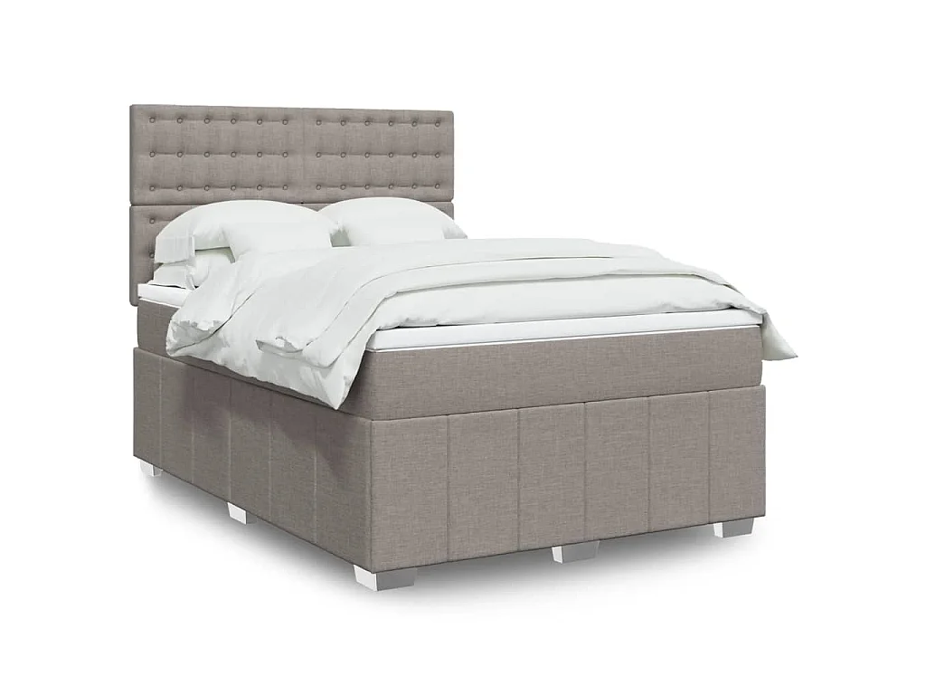 Sommier à lattes de lit avec matelas Taupe 160x200 cm Tissu
