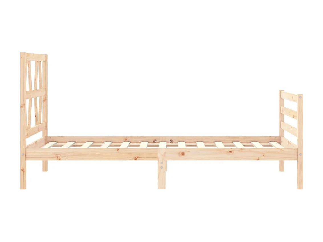 Bedframe met hoofdbord massief hout 90x200 cm