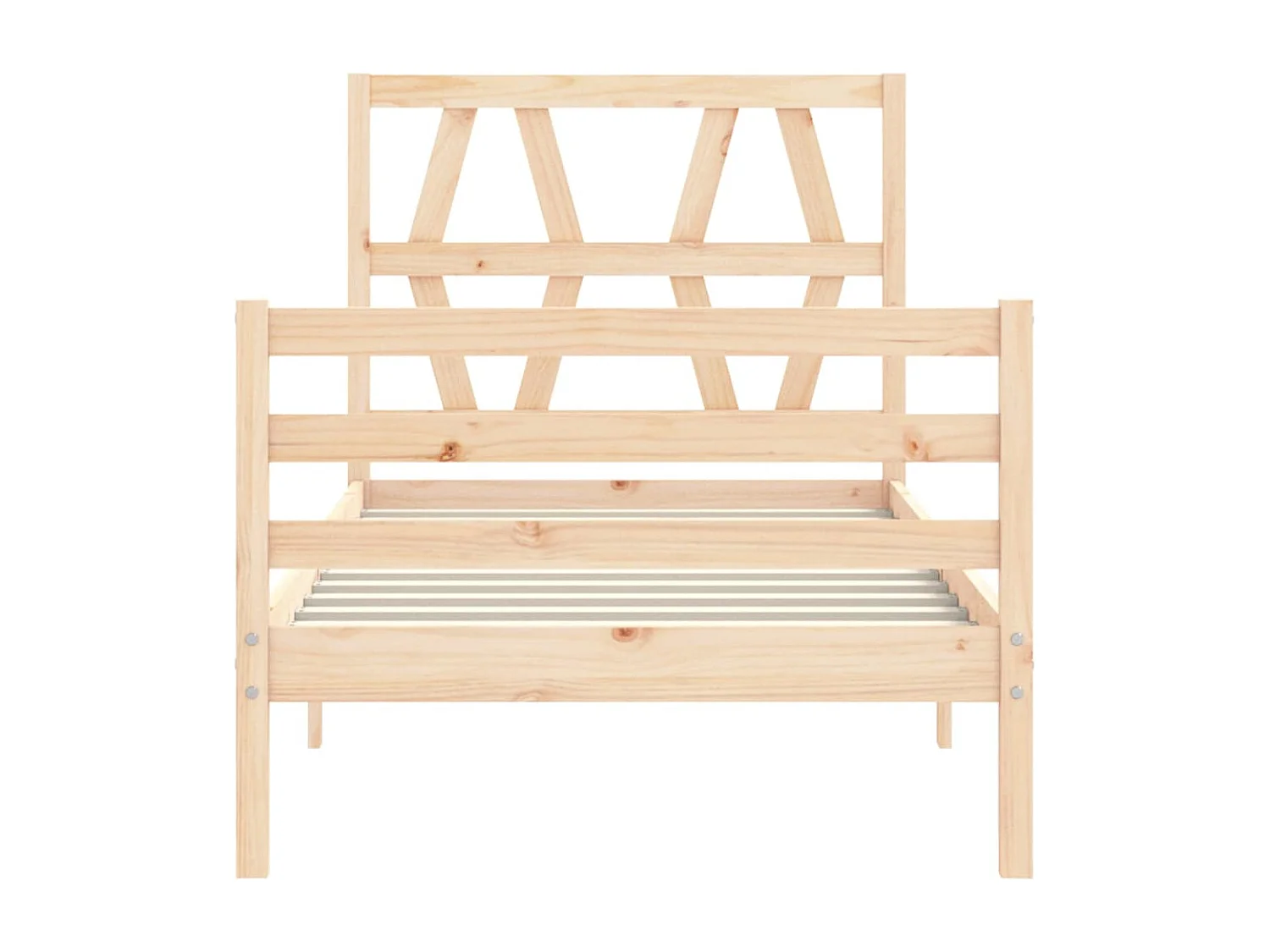 Bedframe met hoofdbord massief hout 90x200 cm