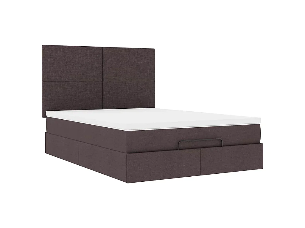 Ottoman bed met matras 140x200cm stof donkerbruin