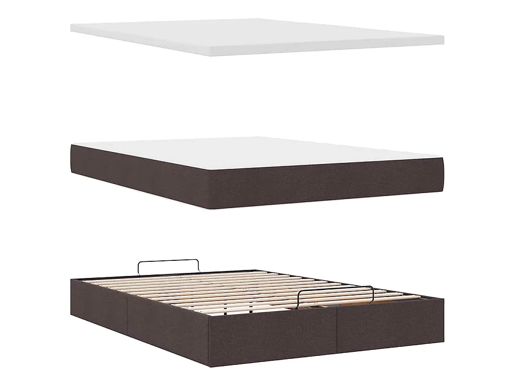 Ottoman bed met matras 140x200cm stof donkerbruin