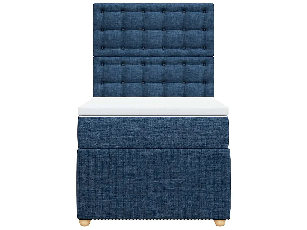 Cama box spring con colchón tela azul 90x200 cm