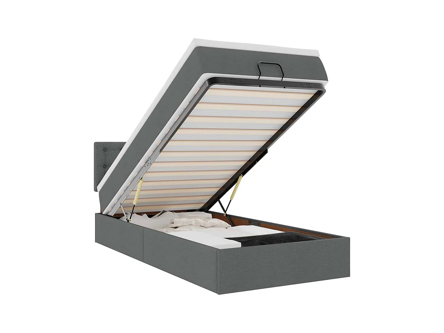 Ottoman bed met matras en LED's 100x200cm stof donkergrijs