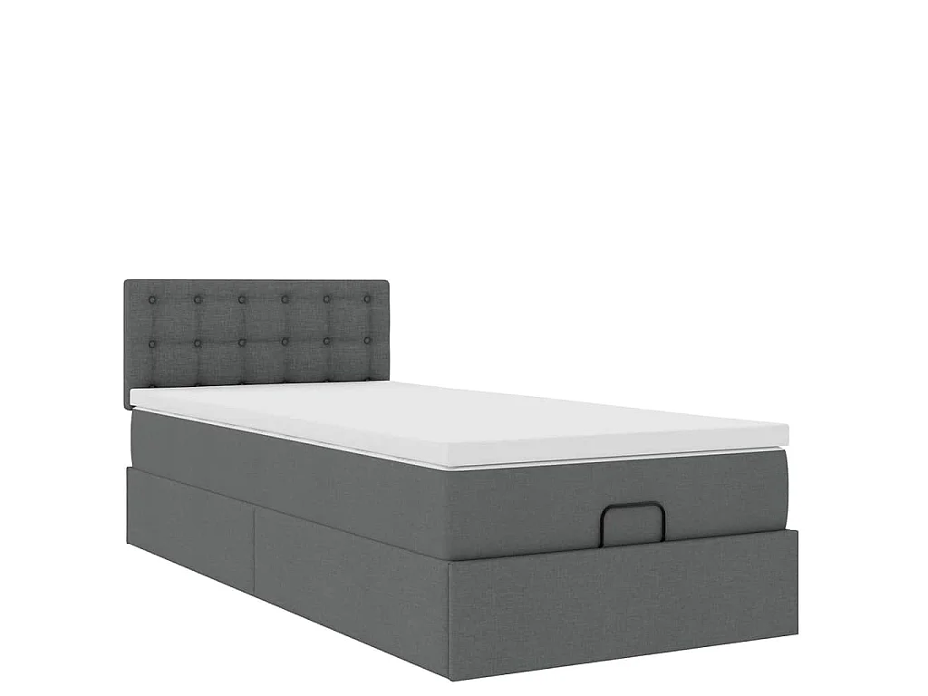 Estructura cama otomana colchón tela gris oscuro