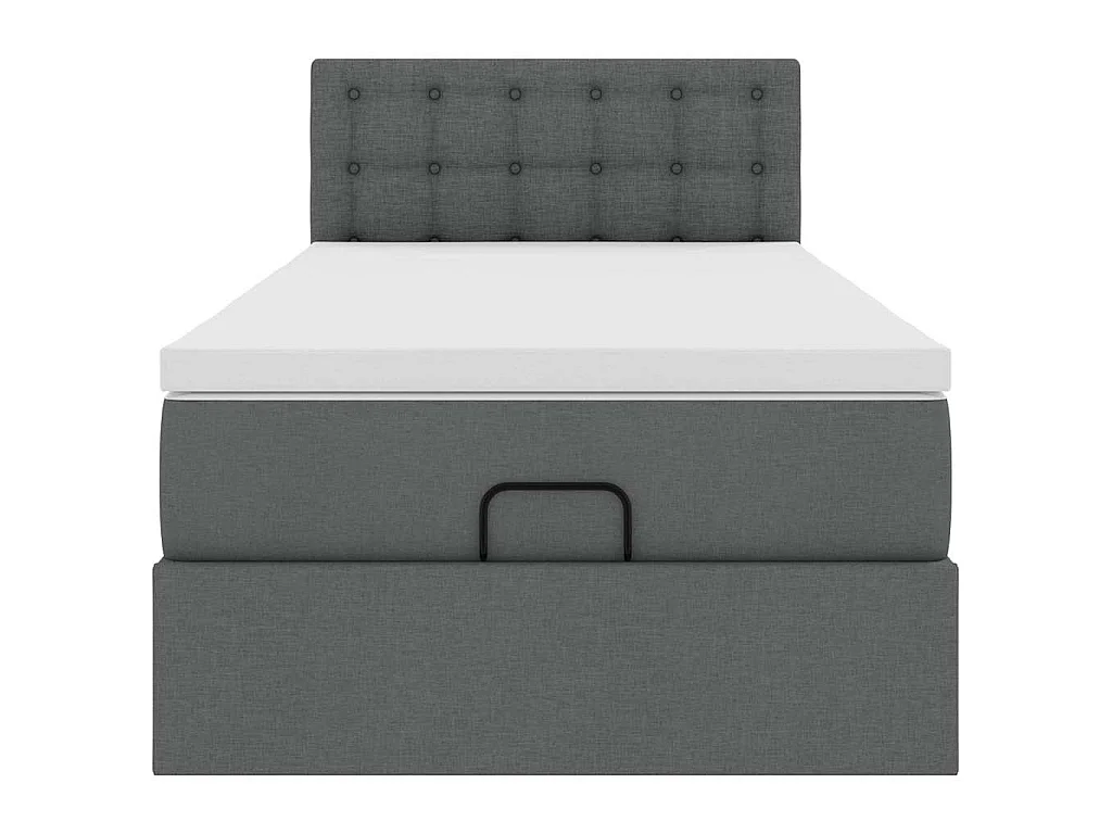 Estructura cama otomana colchón tela gris oscuro