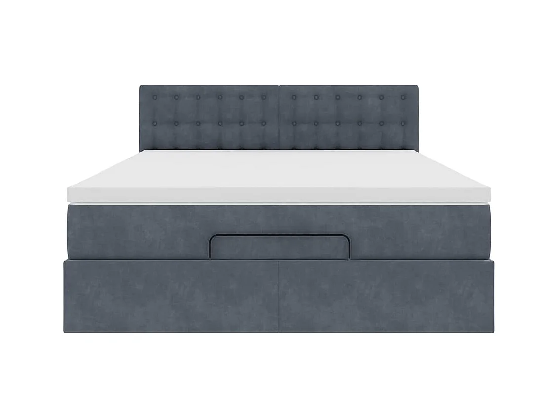 Ottoman-Bett mit Matratze Dunkelgrau 140x190 cm Samt