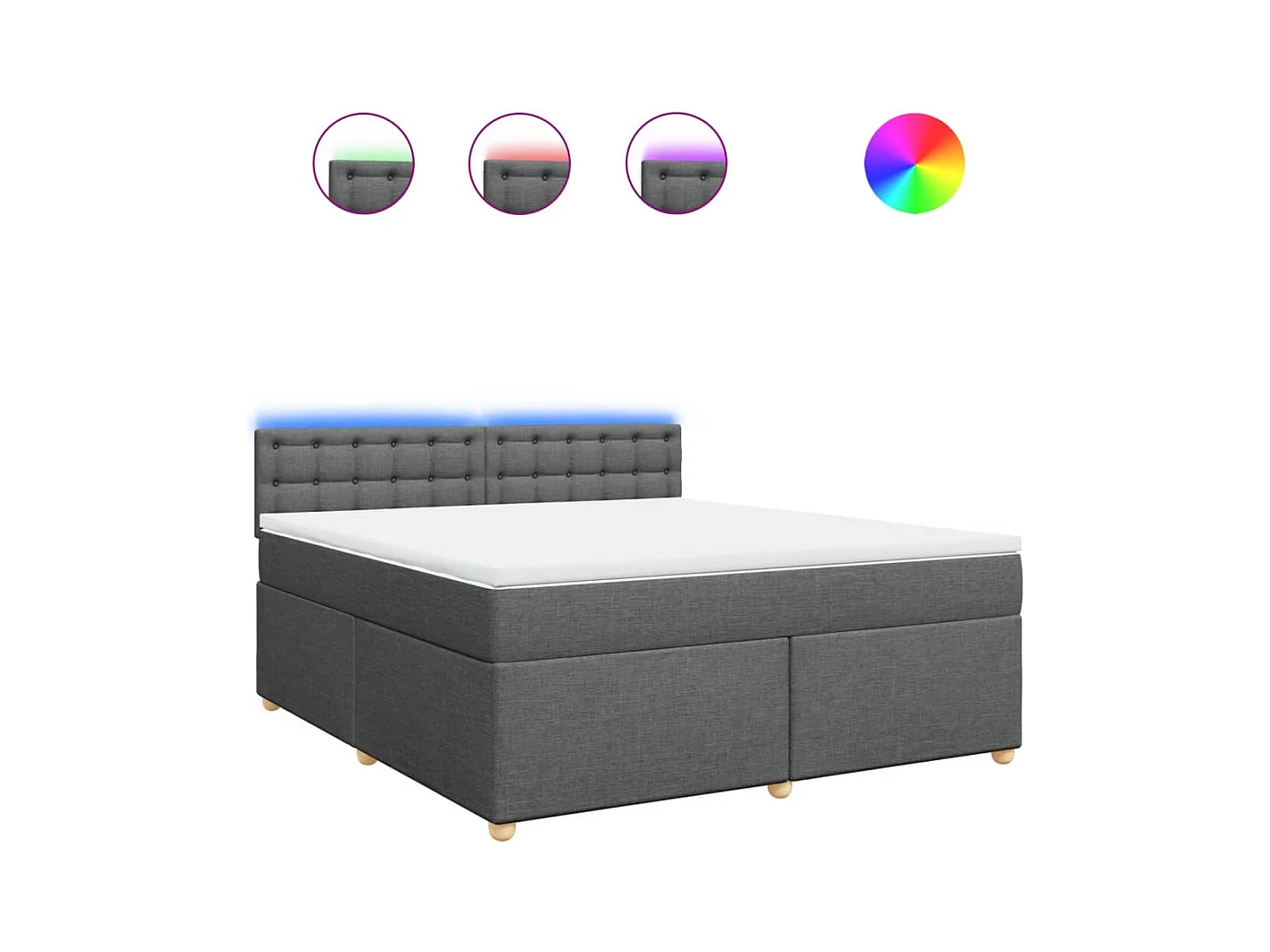 Sommier à lattes de lit avec matelas Gris foncé 180x200cm Tissu