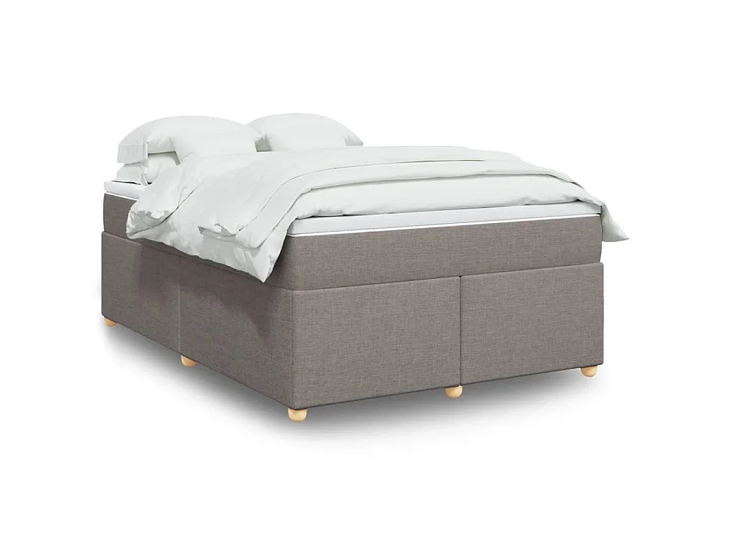 Sommier à lattes de lit avec matelas Taupe 160x200 cm Tissu