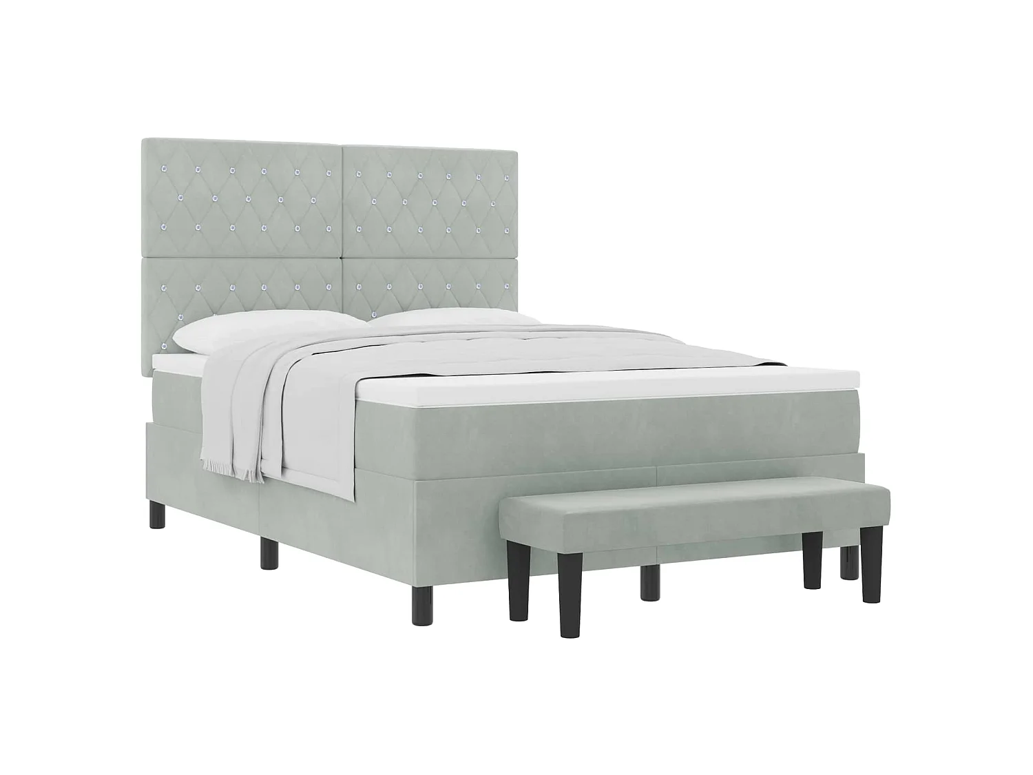 Cama tipo Box Spring Gris claro 200 x 160 cm Terciopelo