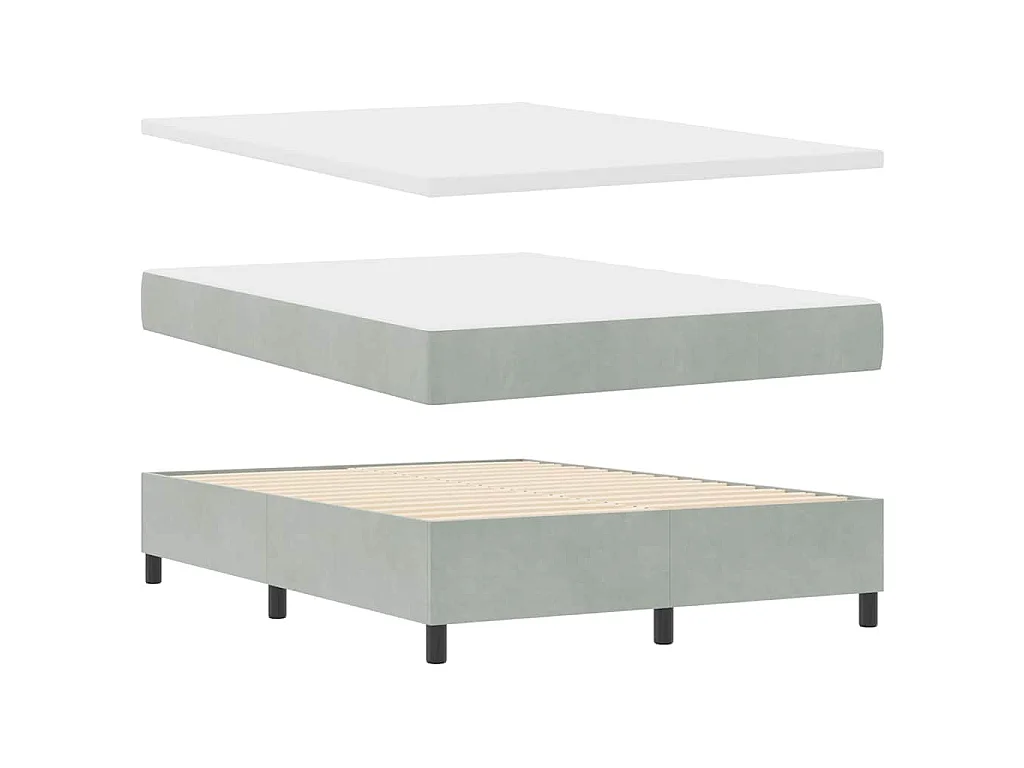 Cama tipo Box Spring Gris claro 200 x 160 cm Terciopelo