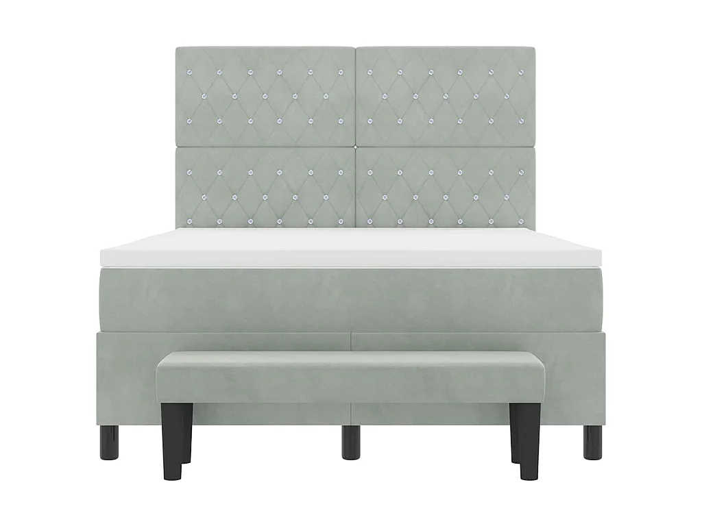 Cama tipo Box Spring Gris claro 200 x 160 cm Terciopelo
