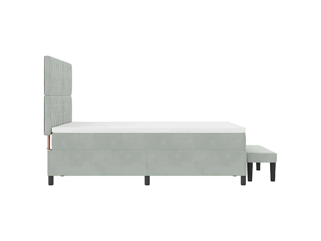 Cama tipo Box Spring Gris claro 200 x 160 cm Terciopelo