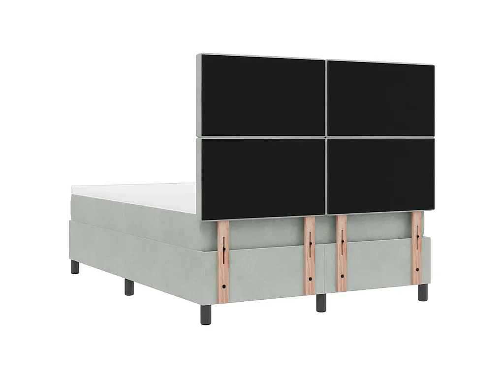 Cama tipo Box Spring Gris claro 200 x 160 cm Terciopelo