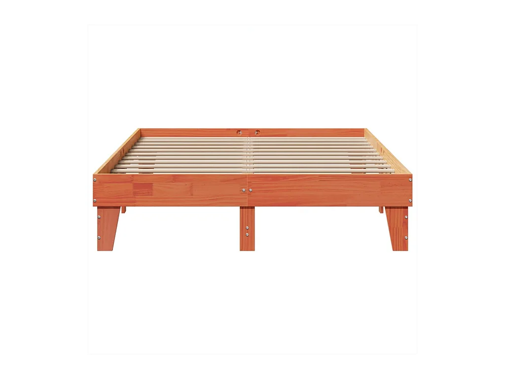Cadre de lit sans matelas cire marron 140x200cm bois pin massif