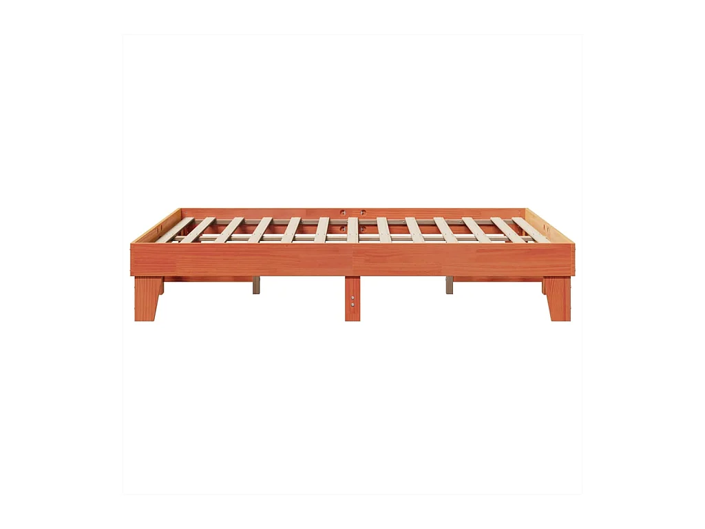 Cadre de lit sans matelas cire marron 140x200cm bois pin massif