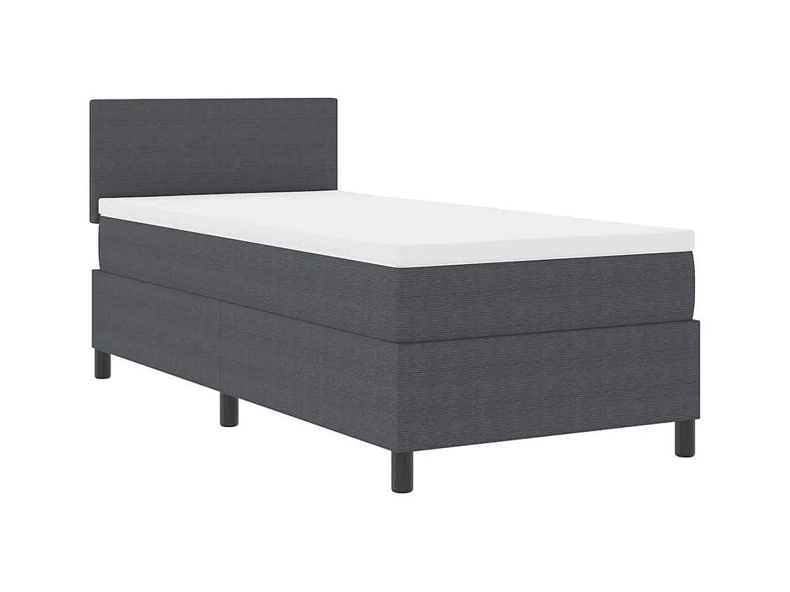 Boxspring bed Donkergrijs en Wit 203 x 90 x 88 cm Katoenen stof