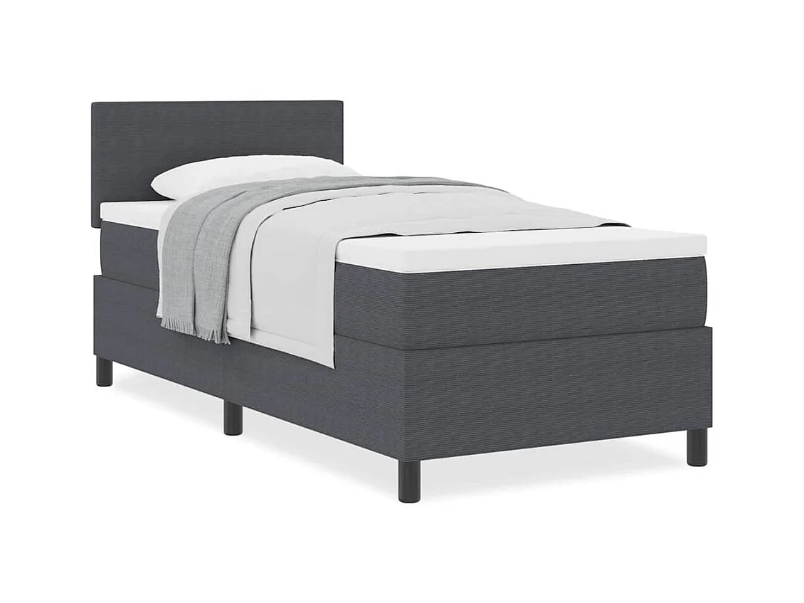 Boxspring bed Donkergrijs en Wit 203 x 90 x 88 cm Katoenen stof