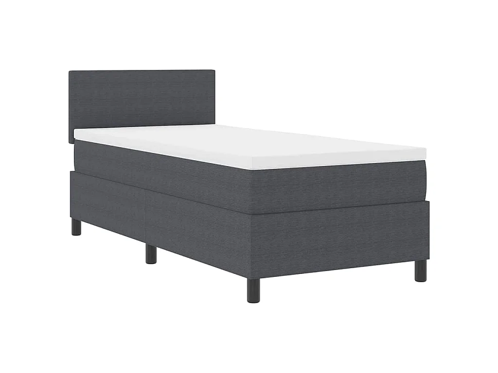 Boxspringbett Dunkelgrau und Weiß 90 x 200 cm Cordstoff