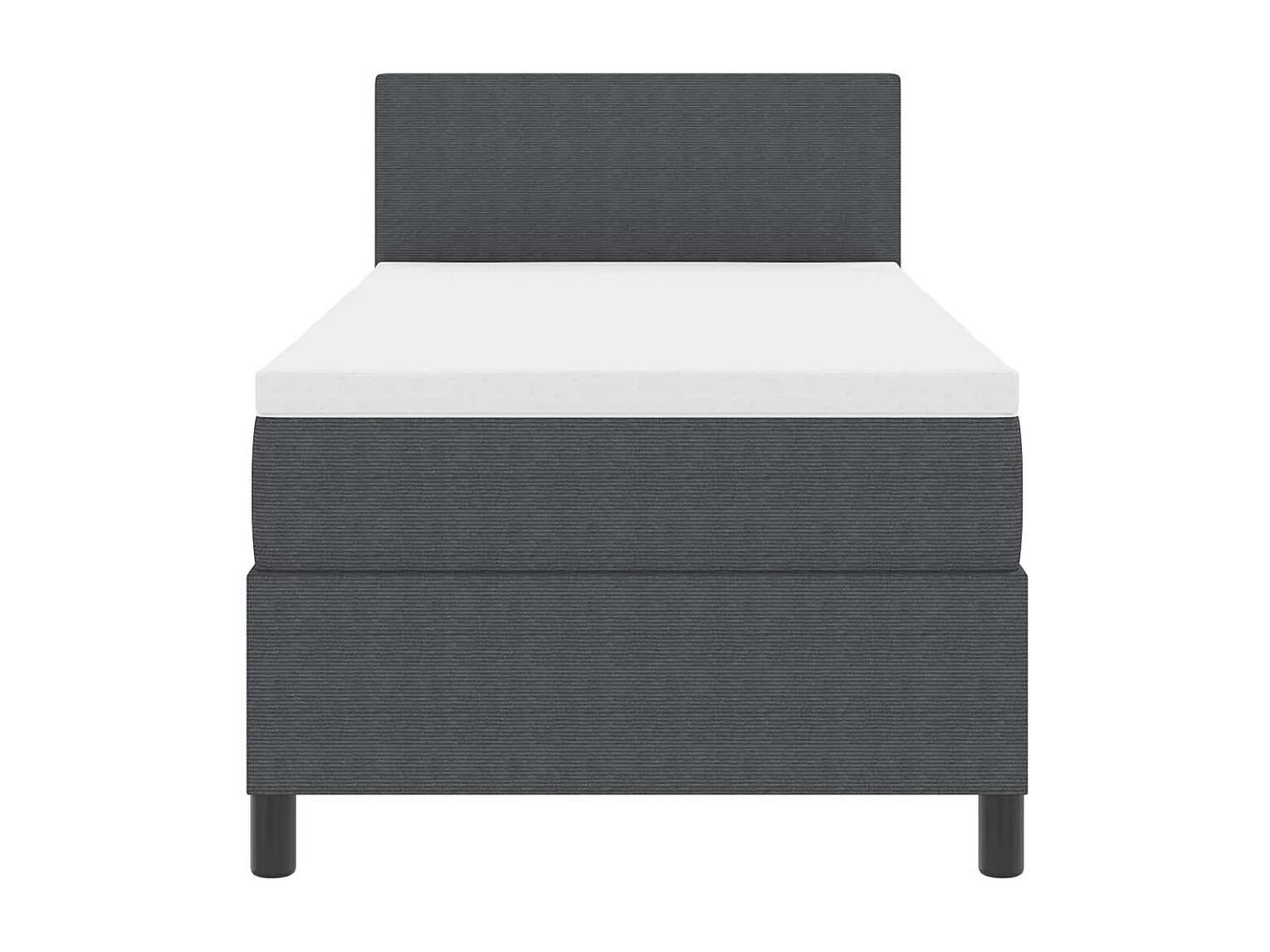 Boxspringbett Dunkelgrau und Weiß 90 x 200 cm Cordstoff