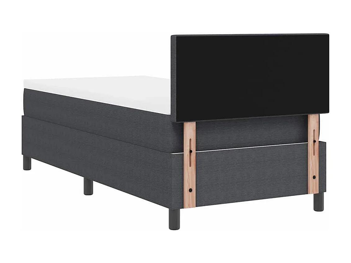 Boxspringbett Dunkelgrau und Weiß 90 x 200 cm Cordstoff
