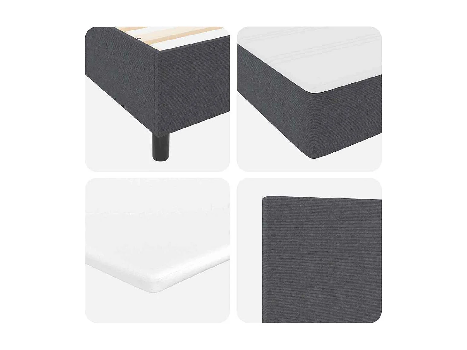 Boxspringbett Dunkelgrau und Weiß 90 x 200 cm Cordstoff