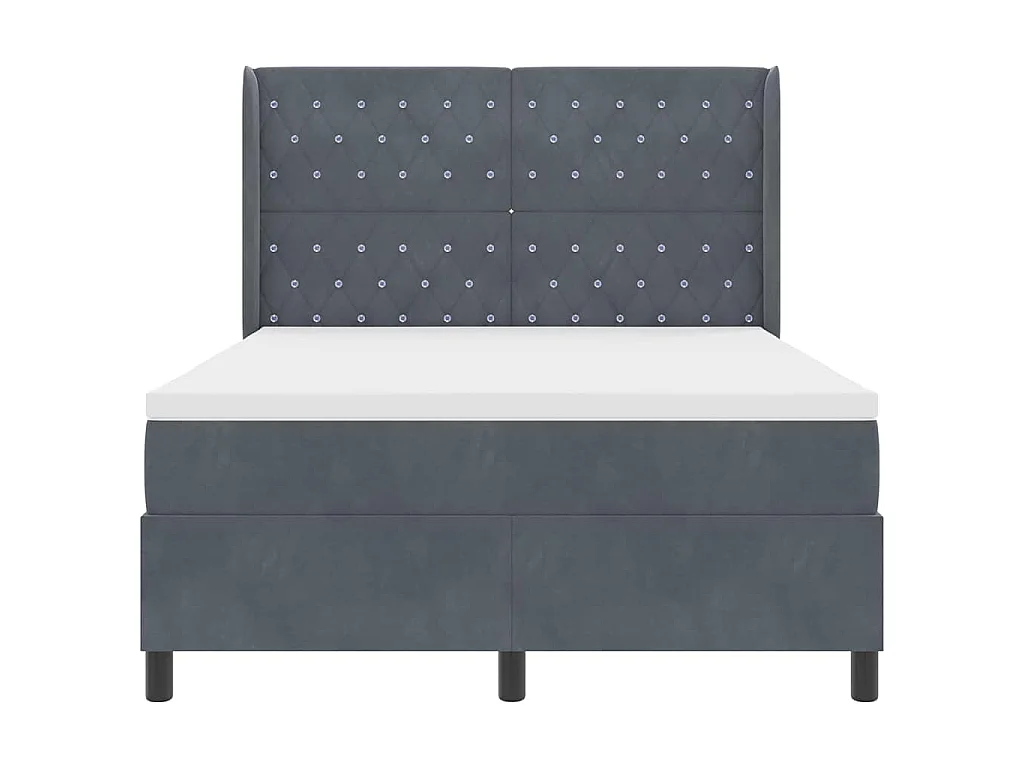 Boxspringbed met hoofdeinde Donkergrijs 140 x 190 cm Fluweel