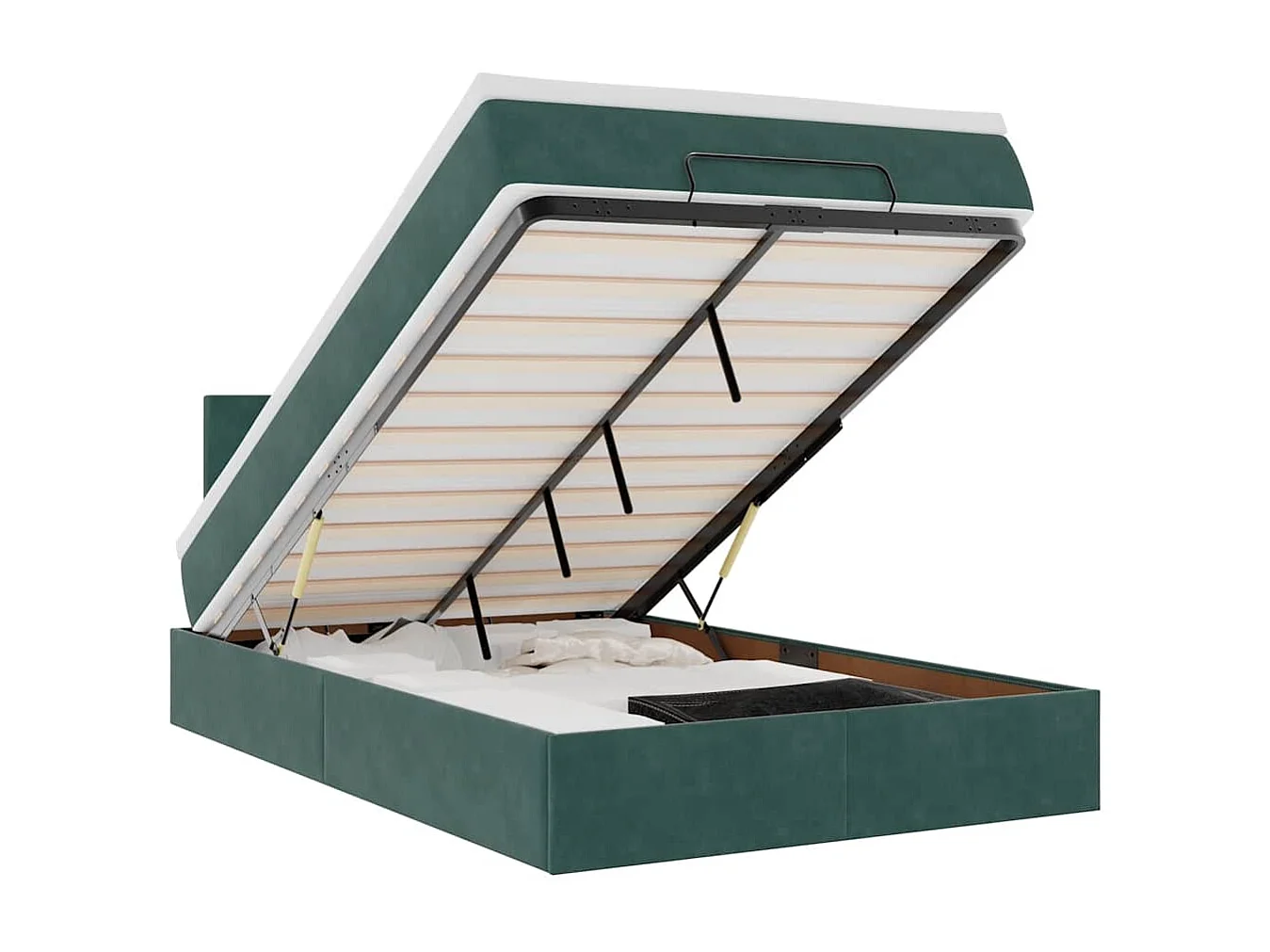 Bed poef met matras en LED's 120x190 cm fluweel donkergroen