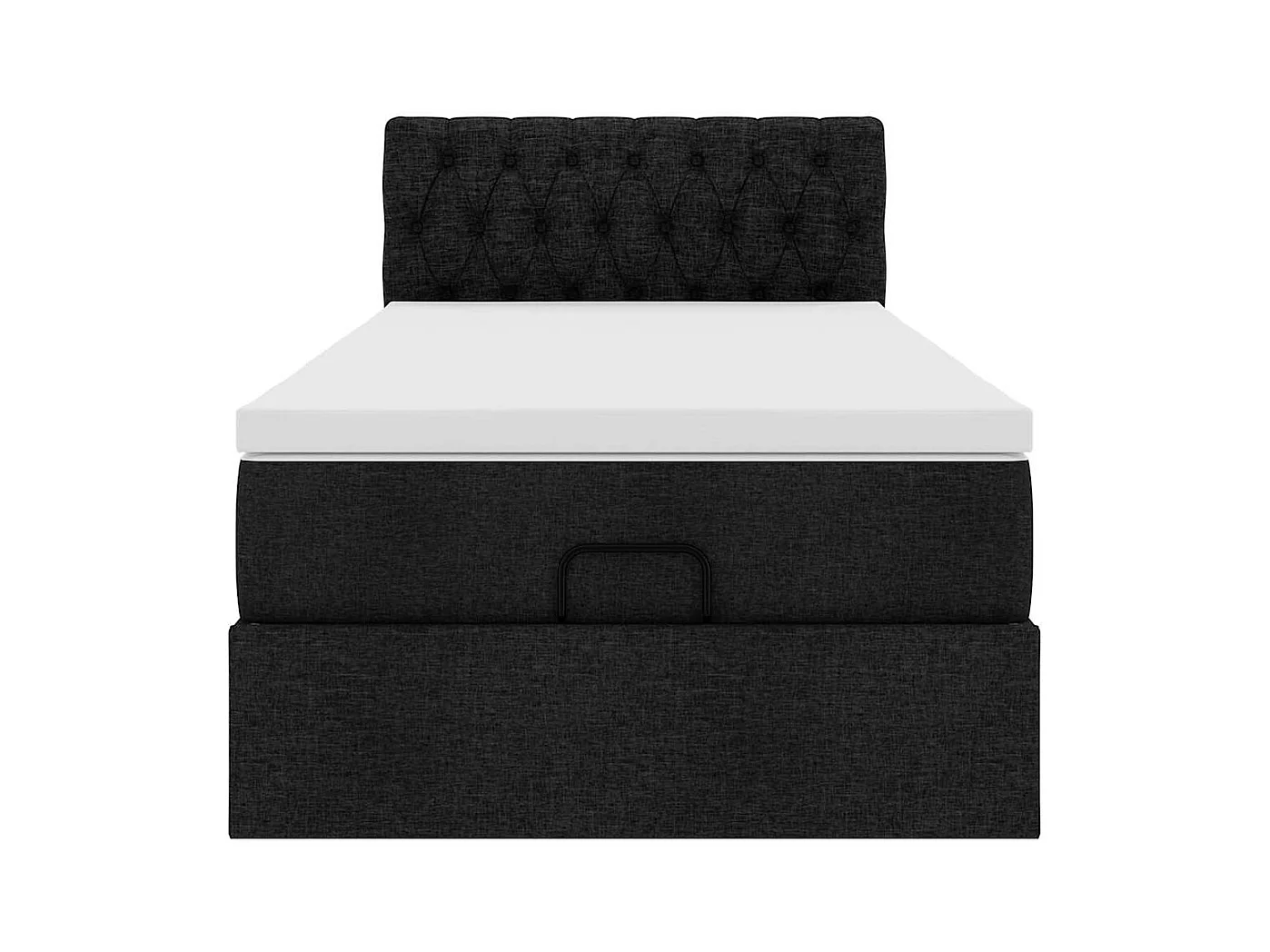 Lit ottoman avec matelas noir 90x200 cm tissu