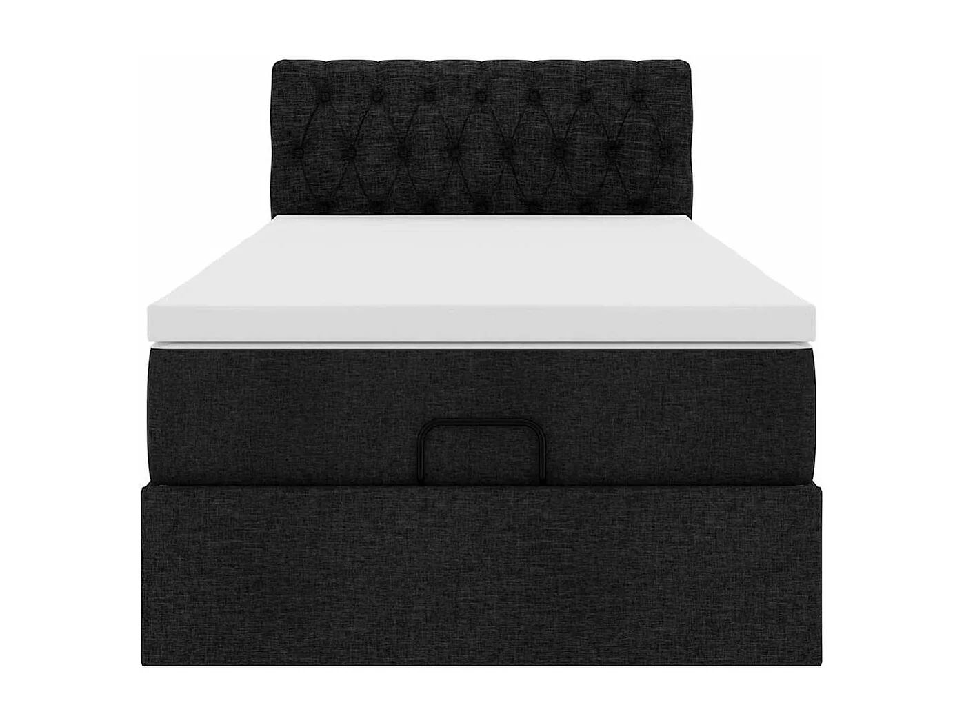 Lit ottoman avec matelas noir 90x200 cm tissu