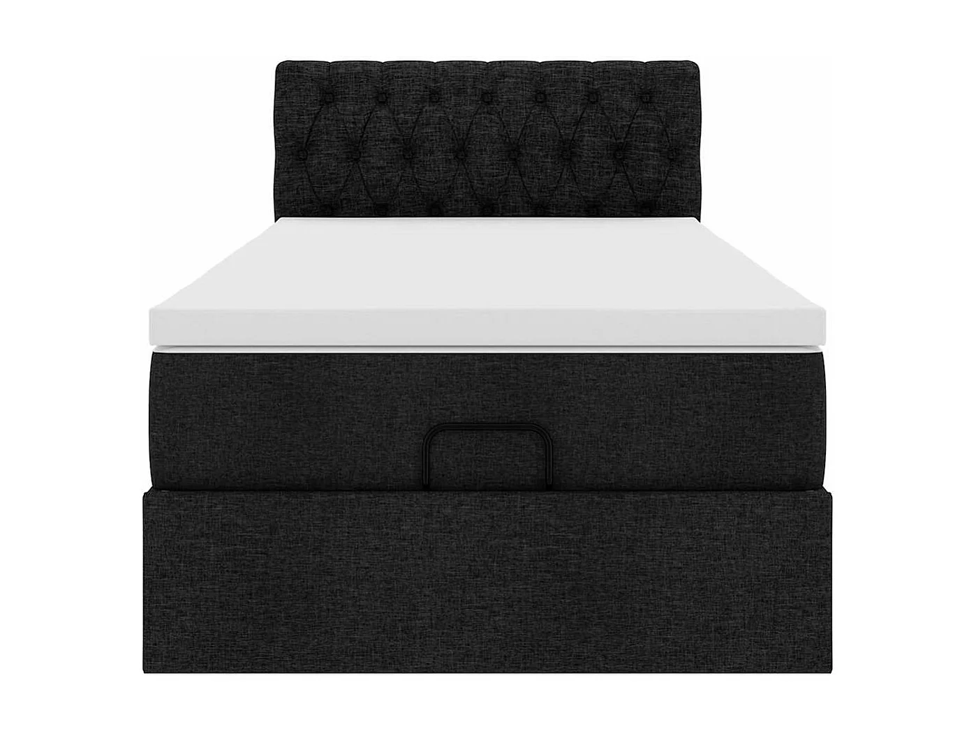 Lit ottoman avec matelas noir 90x200 cm tissu