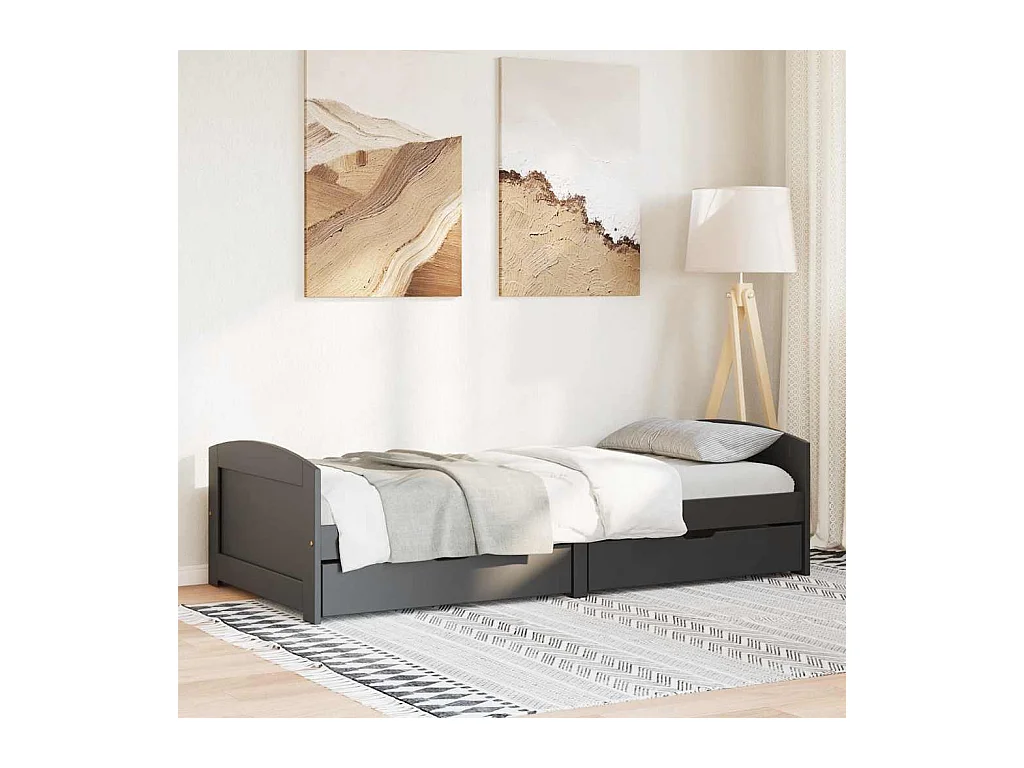 Lit de jour avec 2 tiroirs sans matelas IRUN noir 90x200 cm