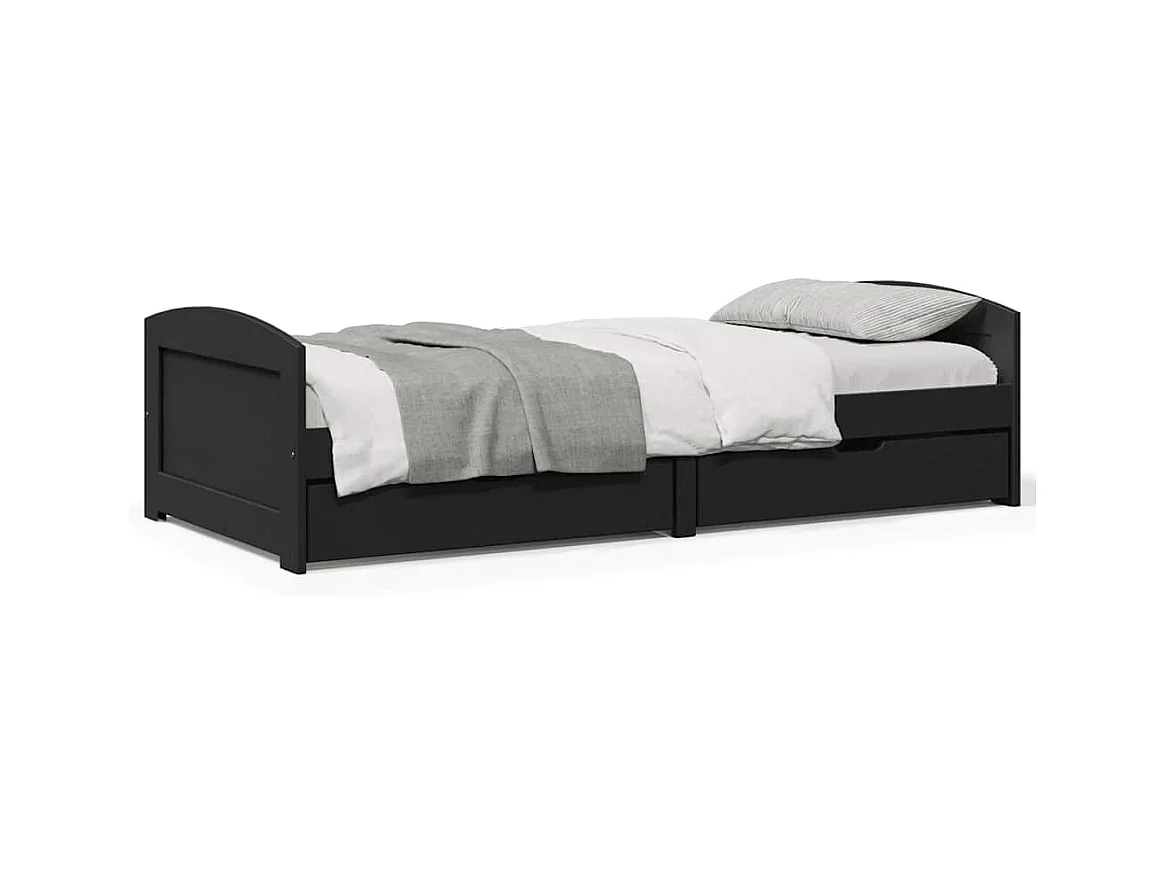 Lit de jour avec 2 tiroirs sans matelas IRUN noir 90x200 cm