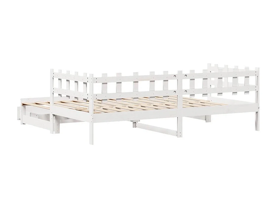 Tagesbett Ausziehbar mit Schubladen ohne Matratze Weiß 90x190cm