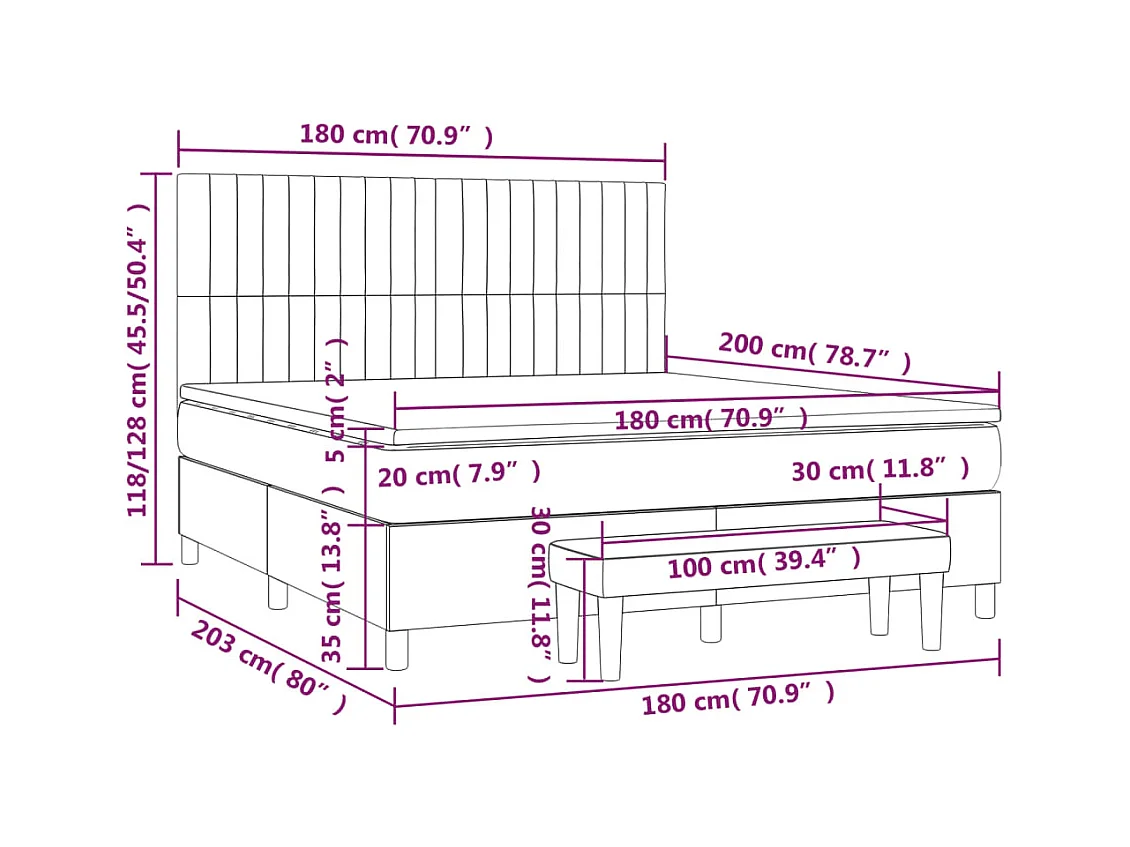 Giroletto a Molle con Materasso Verde Scuro 180x200 cm Velluto