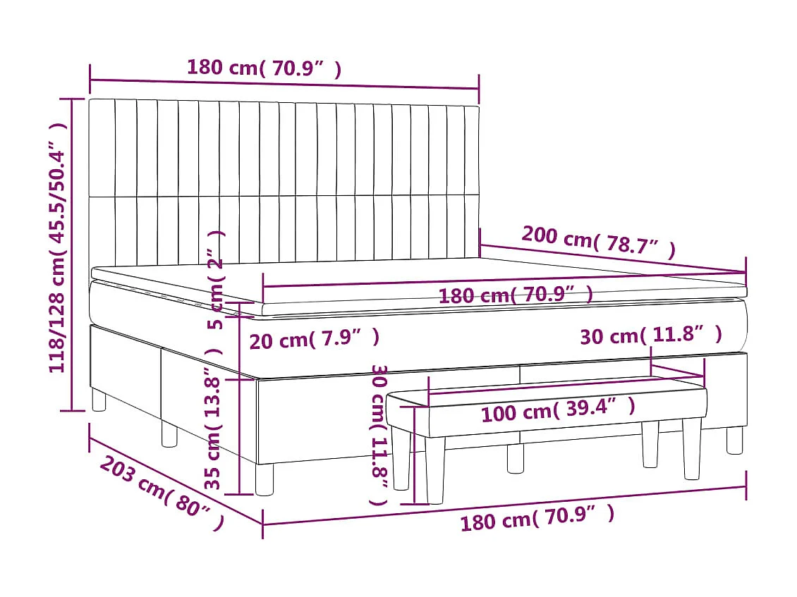 Boxspringbett mit Matratze Dunkelgrün 180x200 cm Samt