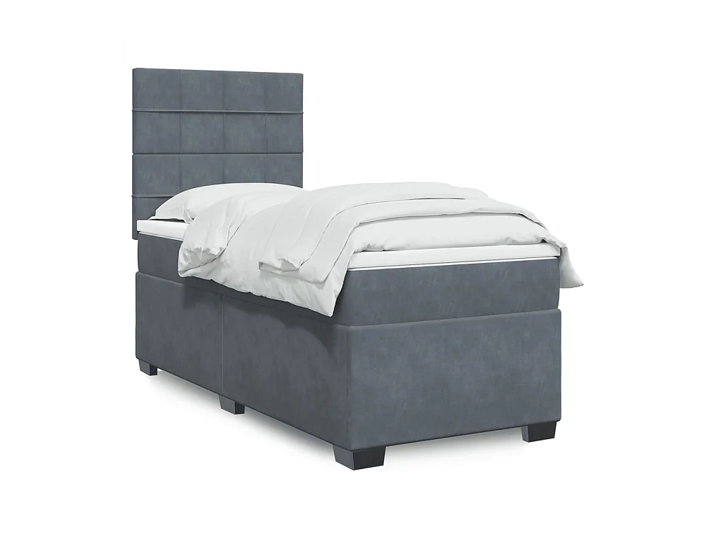 Sommier à lattes de lit et matelas Gris foncé 90x200 cm Velours