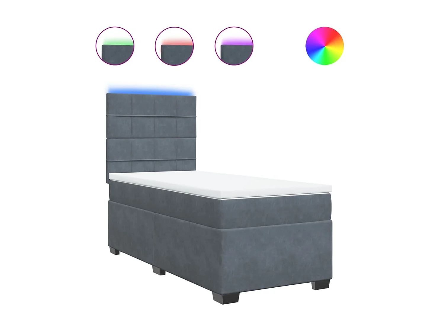 Giroletto a Molle con Materasso Grigio Scuro 90x200 cm Velluto