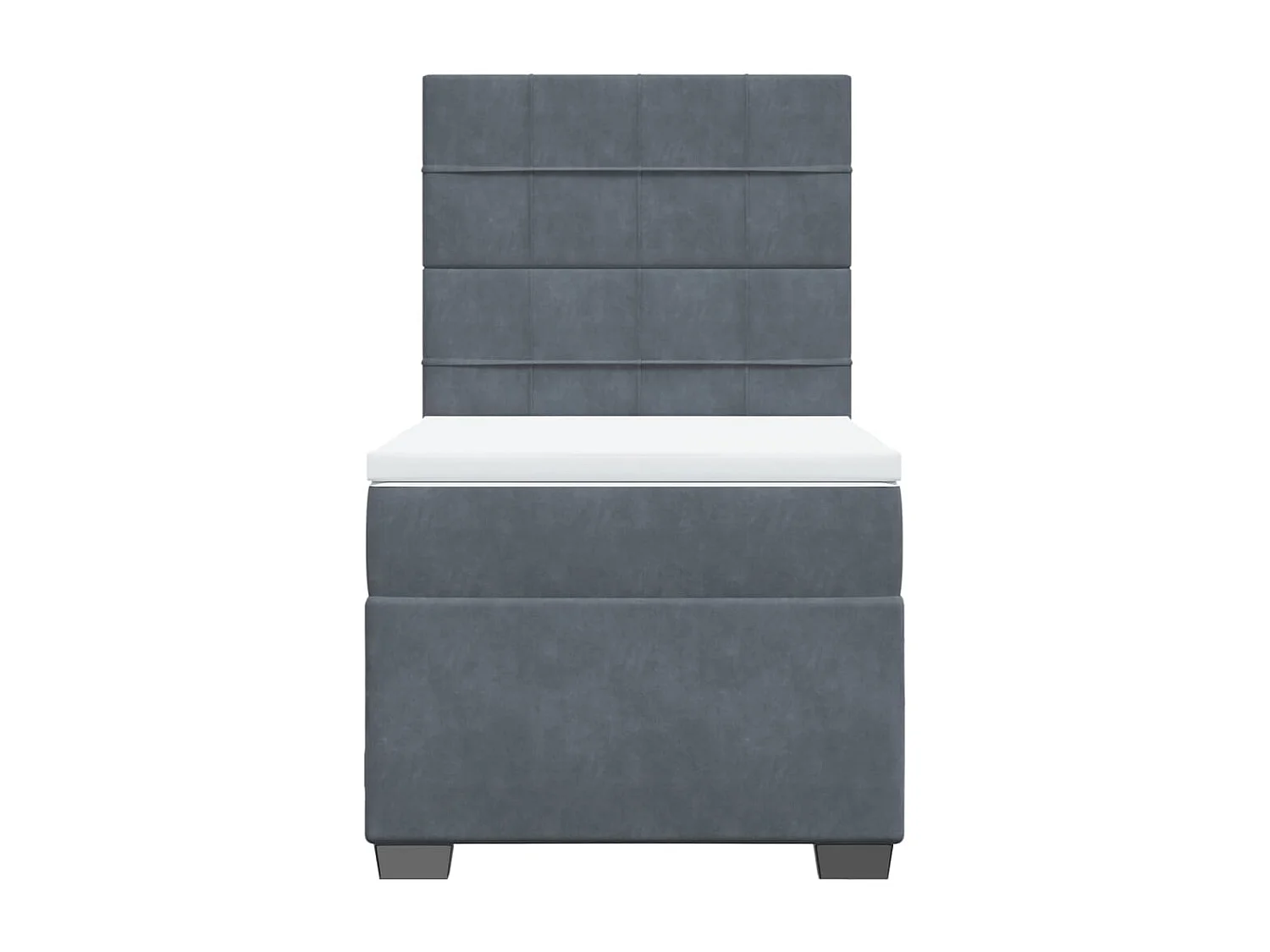 Giroletto a Molle con Materasso Grigio Scuro 90x200 cm Velluto