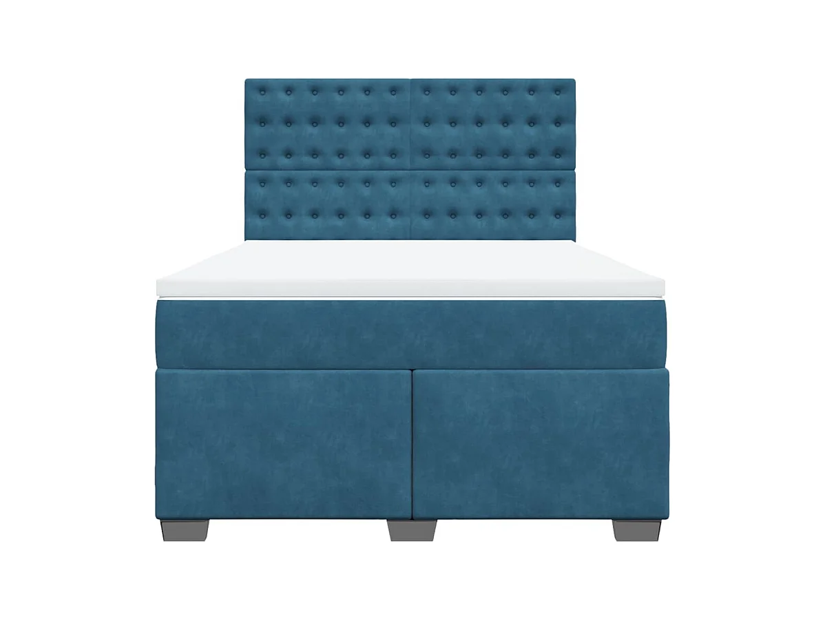 Boxspringbett mit Matratze Blau 140x200 cm Samt